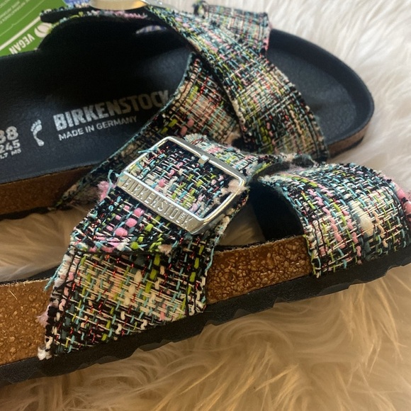 Women’s Birkenstock Siena II VEGAN Rivot logo multi tweed sandals 7 - Picture 3 of 8